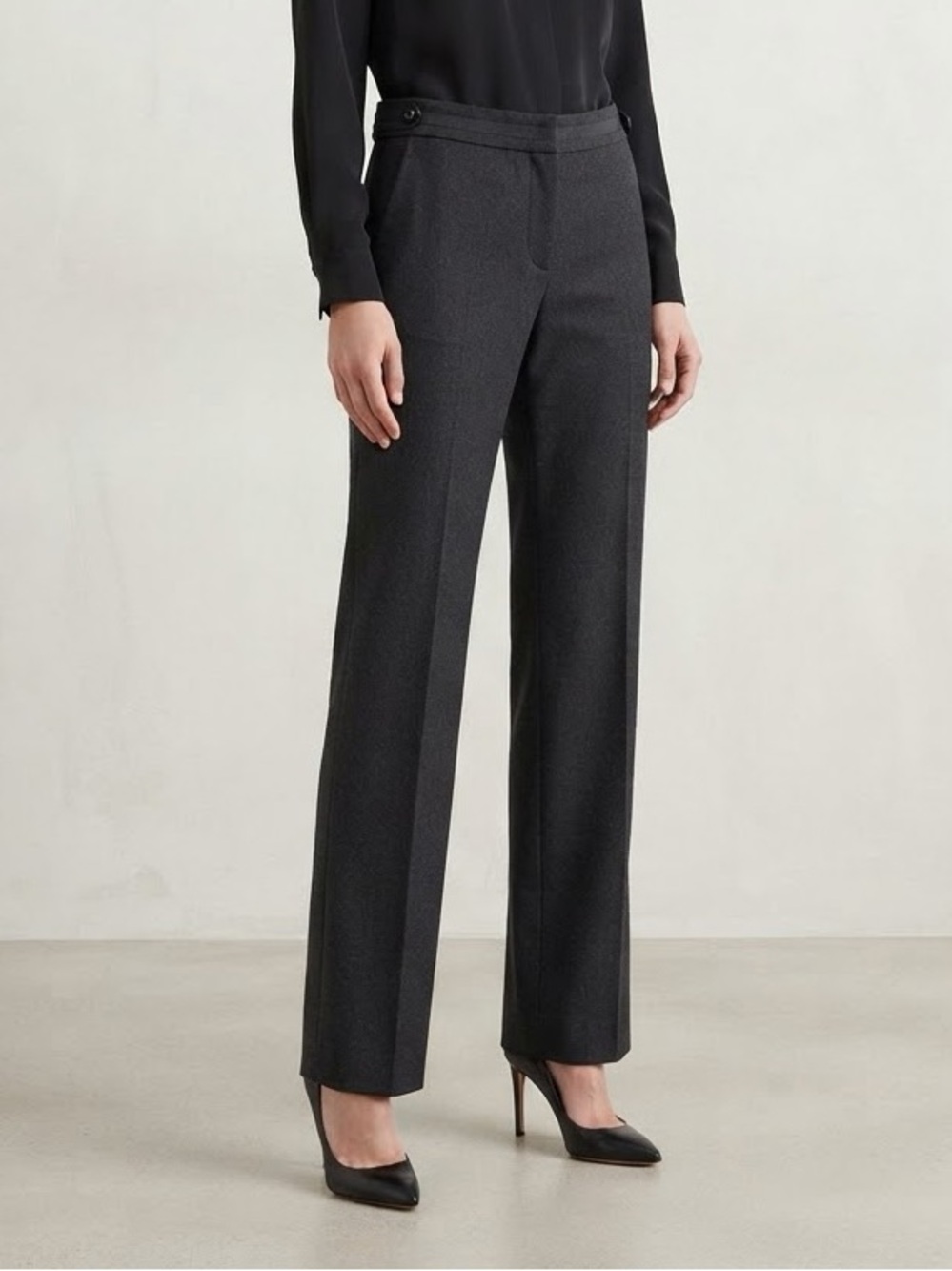 ARMANI COLLEZIONI Dark Gray Wool Blend Tailored Trousers Size 42